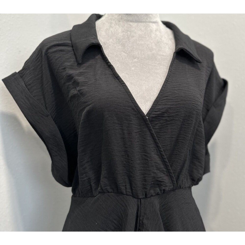 Cupshe Womens Black Short Sleeve Cover Up Dress Swimwear New NWT Medium V-Neck